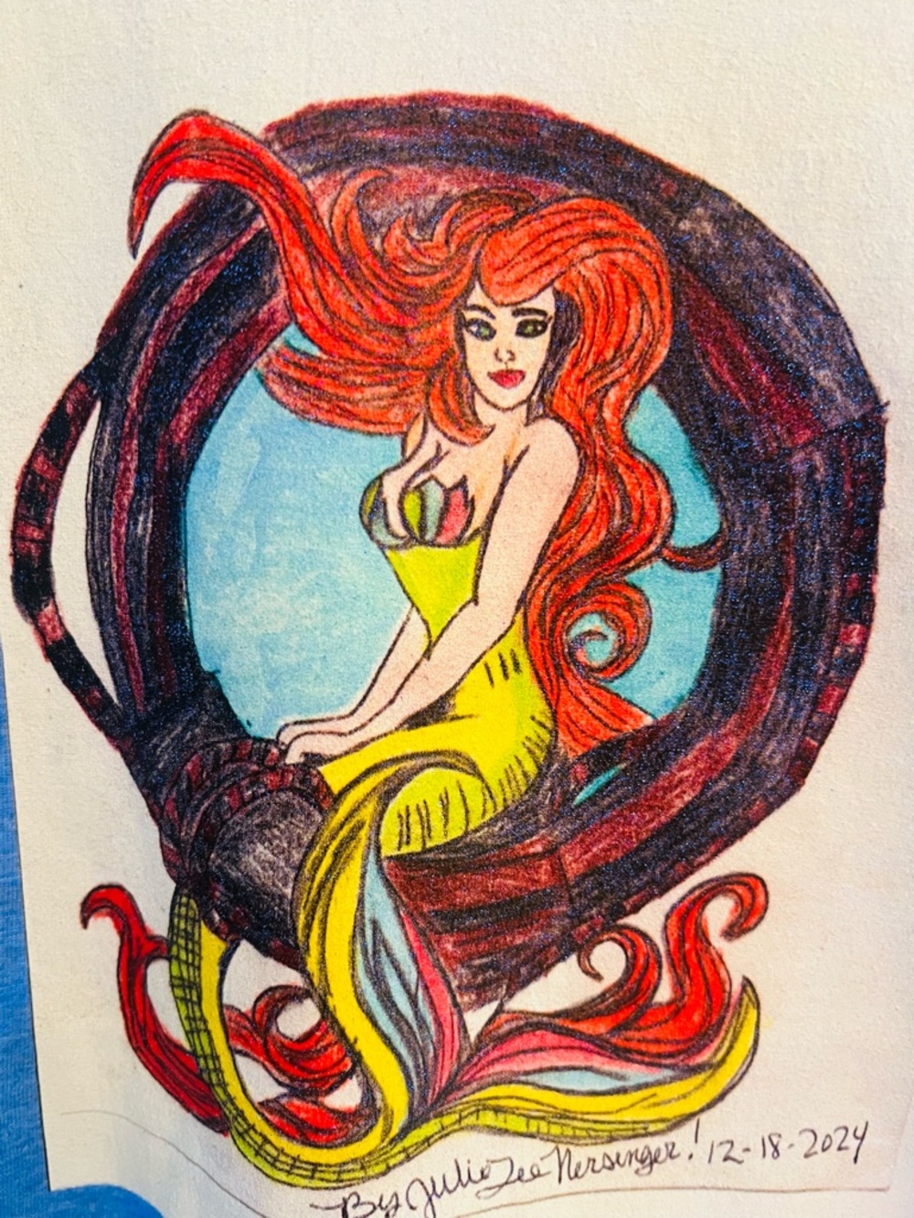 #*098=Julie Lee Nersinger Art  T-Shirt with Mermaid Design. - Picture 9 of 13
